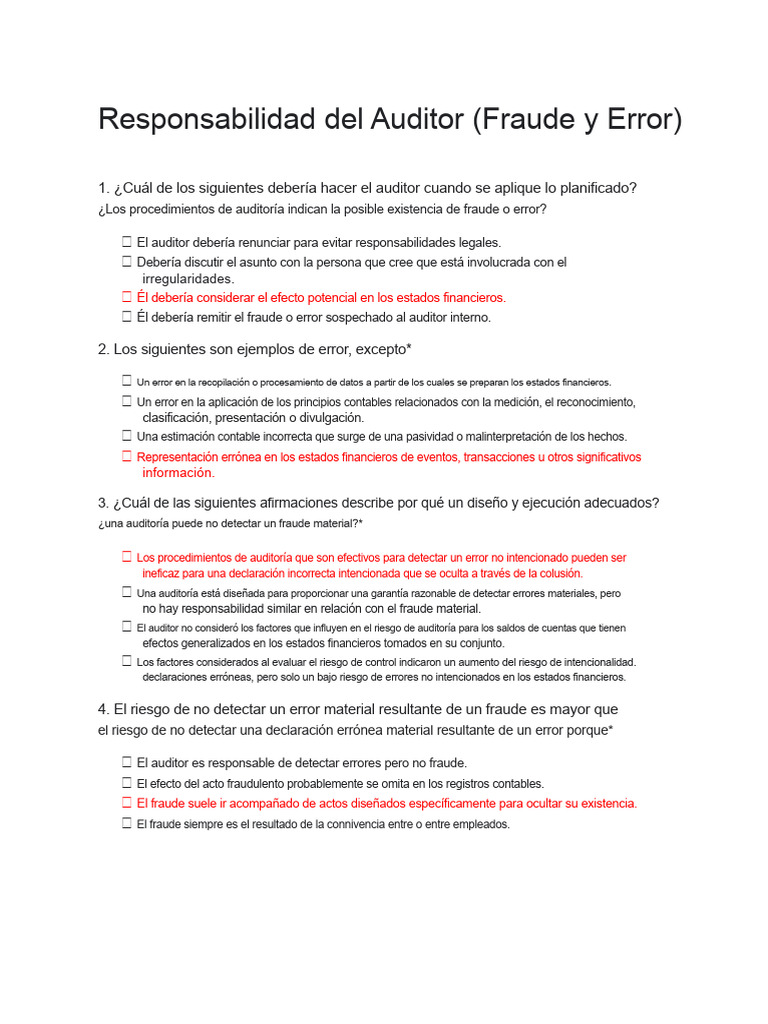 Responsabilidad del Auditor ante Fraude y Error | PDF | Estado ...