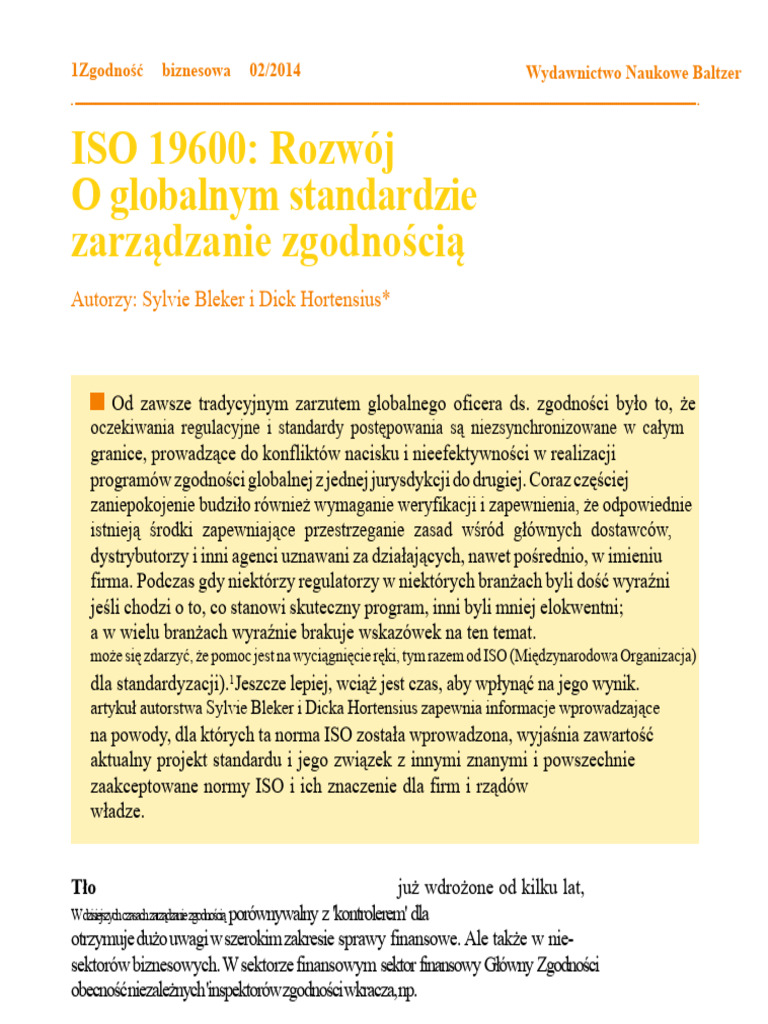 Prezentacja ISO 19600 | PDF