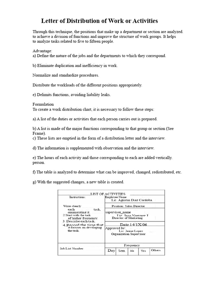 Work Distribution Chart Guide | PDF