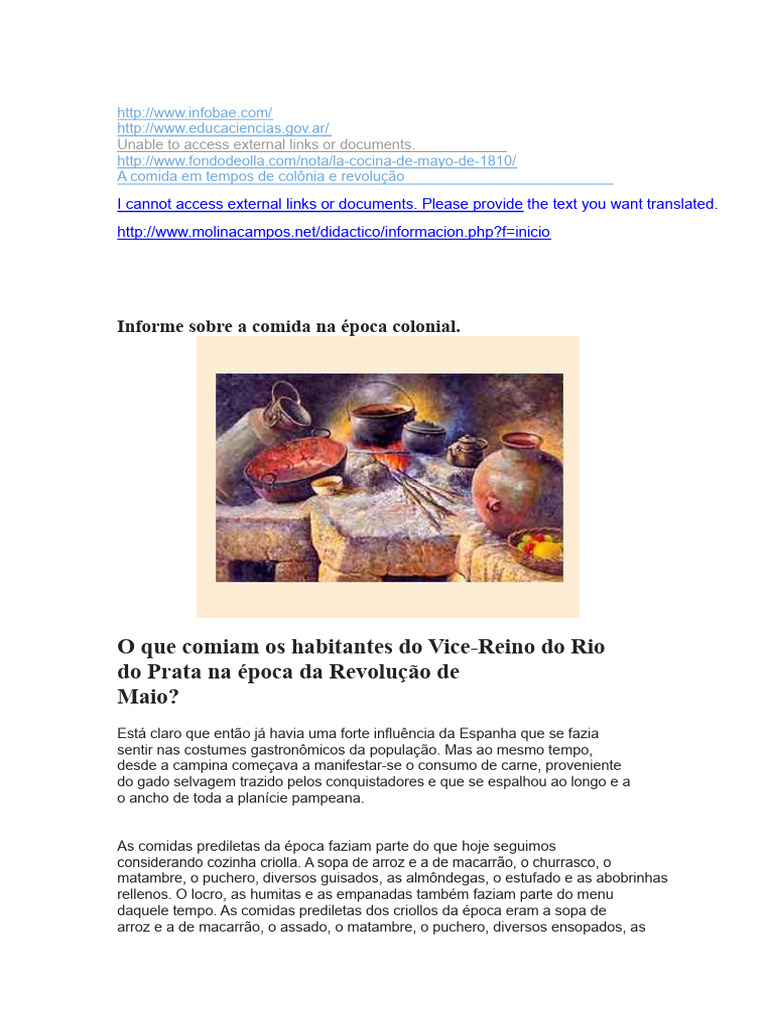 Comidas do Vice-Reino do Rio da Prata | PDF | Milho | Padaria