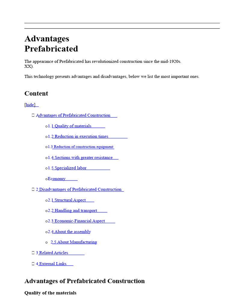 Pros and Cons of Prefabricated Construction | PDF