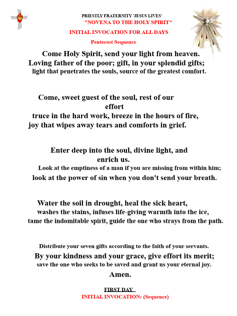 Novena to the Holy Spirit Guide | PDF | God The Father | Lord's Prayer