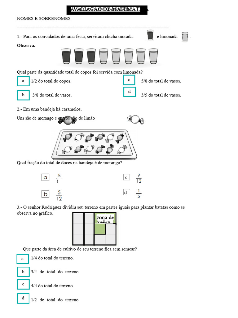 Exame Iii Tipo Ece para 4°a Frações | PDF