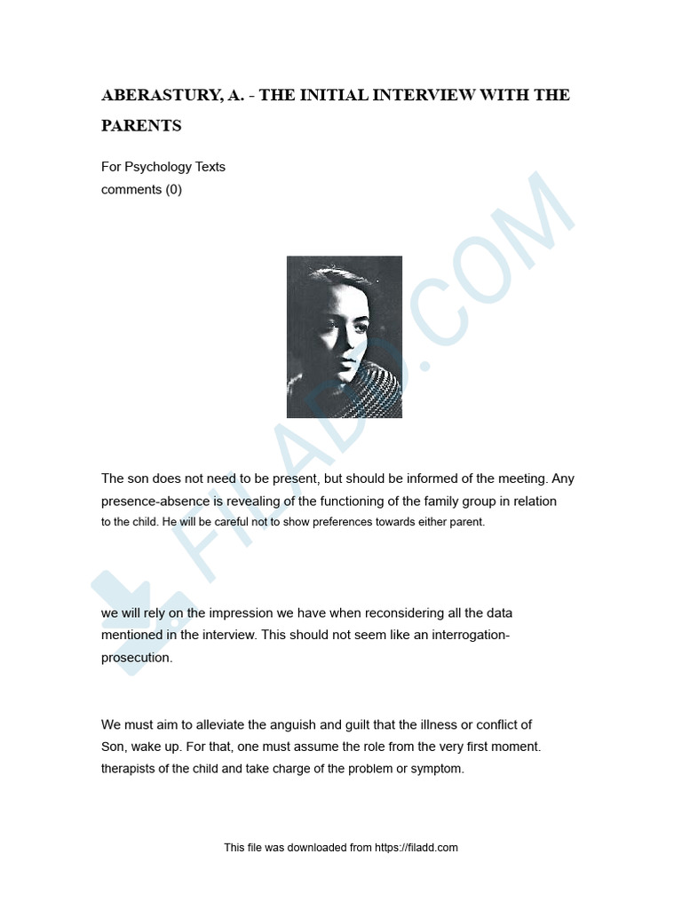 Initial Parent Interview in Child Therapy | PDF | Mother | Social ...