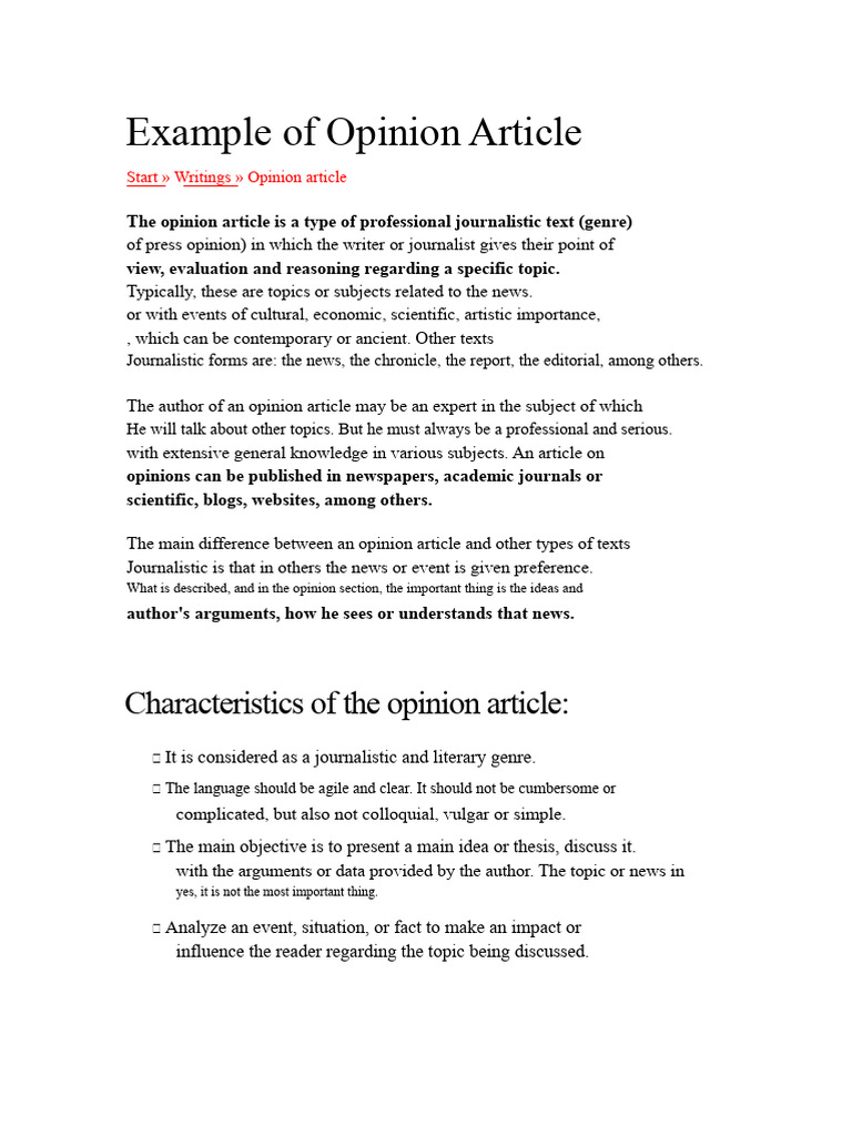 Opinion Article Overview and Examples | PDF | Opinion | News
