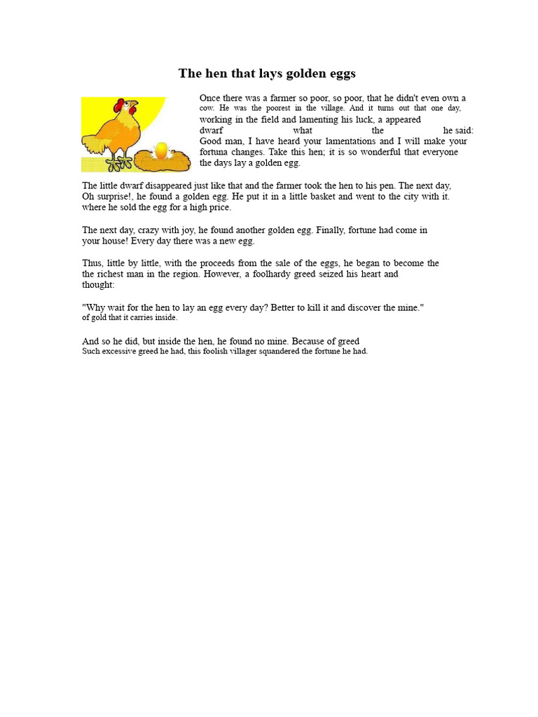 The Hen That Laid Golden Eggs | PDF