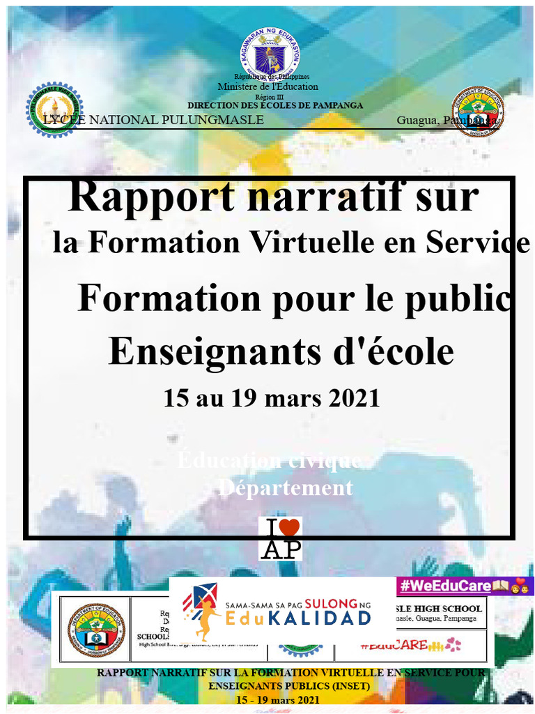 Rapport sur la Formation Virtuelle INSET 2021 | PDF | Technologies de l ...