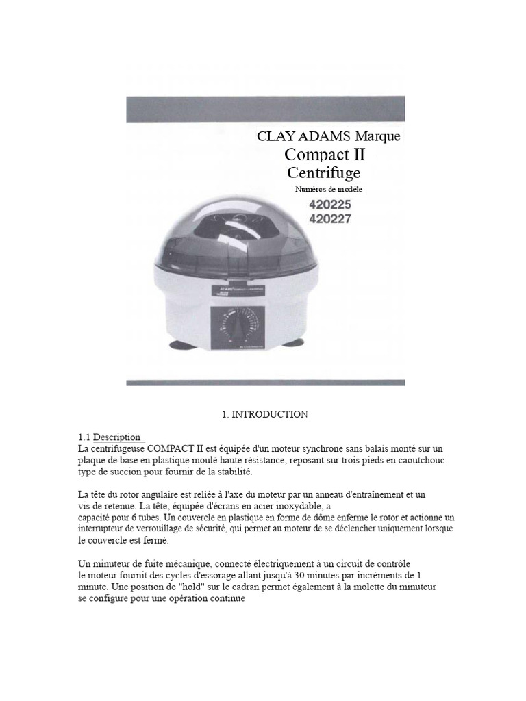 Centrifugeuse COMPACT II : Guide d'utilisation | PDF | Blanchiment ...