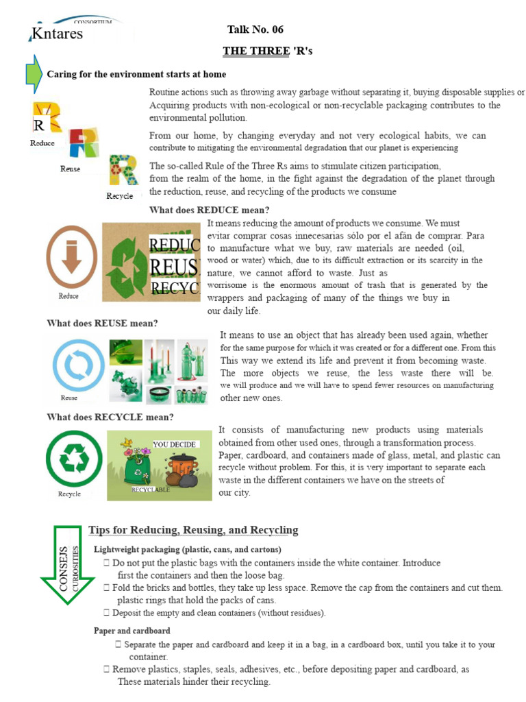 Talk No. 06. THE THREE Rs | PDF | Recycling | Waste