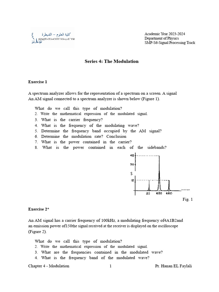 AM Signal Modulation Exercises 2023 | PDF | Telecommunications ...