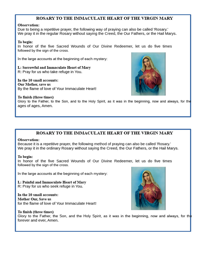 Rosary for the Immaculate Heart of Mary | PDF | Rosary | God In ...