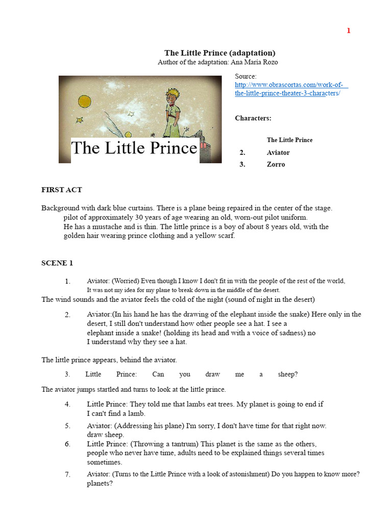 Little Prince Theater Adaptation Script | PDF | The Little Prince