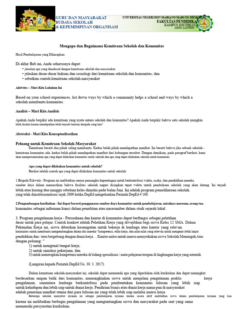 Kemitraan Sekolah dan Komunitas Efektif | PDF