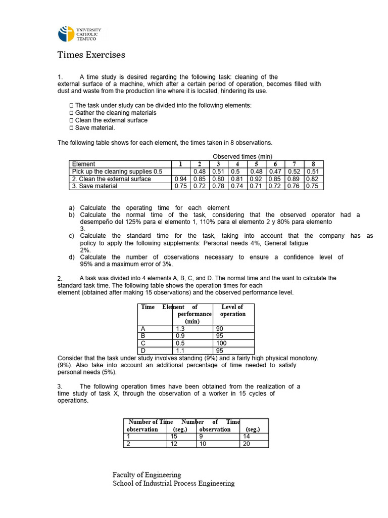 Study Time - Test-Type Exercises | PDF | Sample Size Determination