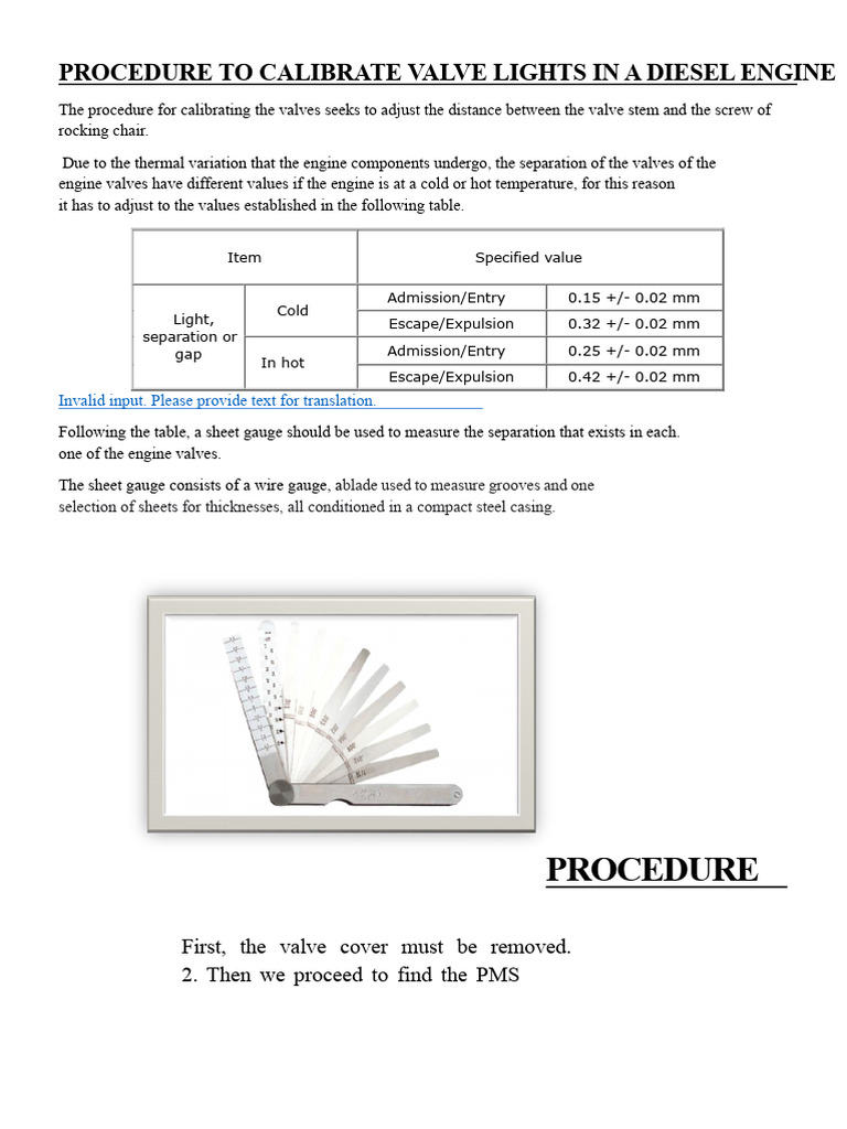 Diesel Engine Valve Calibration Guide | PDF