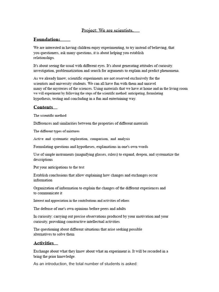 Project Room For 4 Experiments | PDF | Scientific Method | Experiment