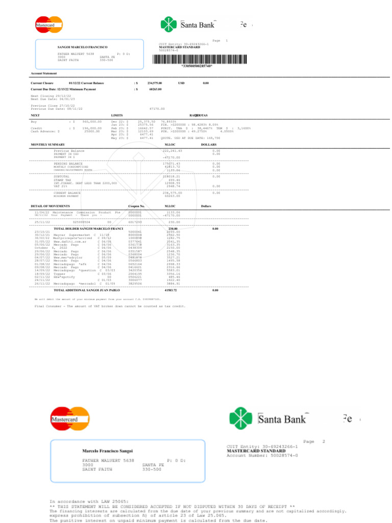 NBSF Summary 20221201 - Credit Card - MasterCard | PDF | Credit Card ...