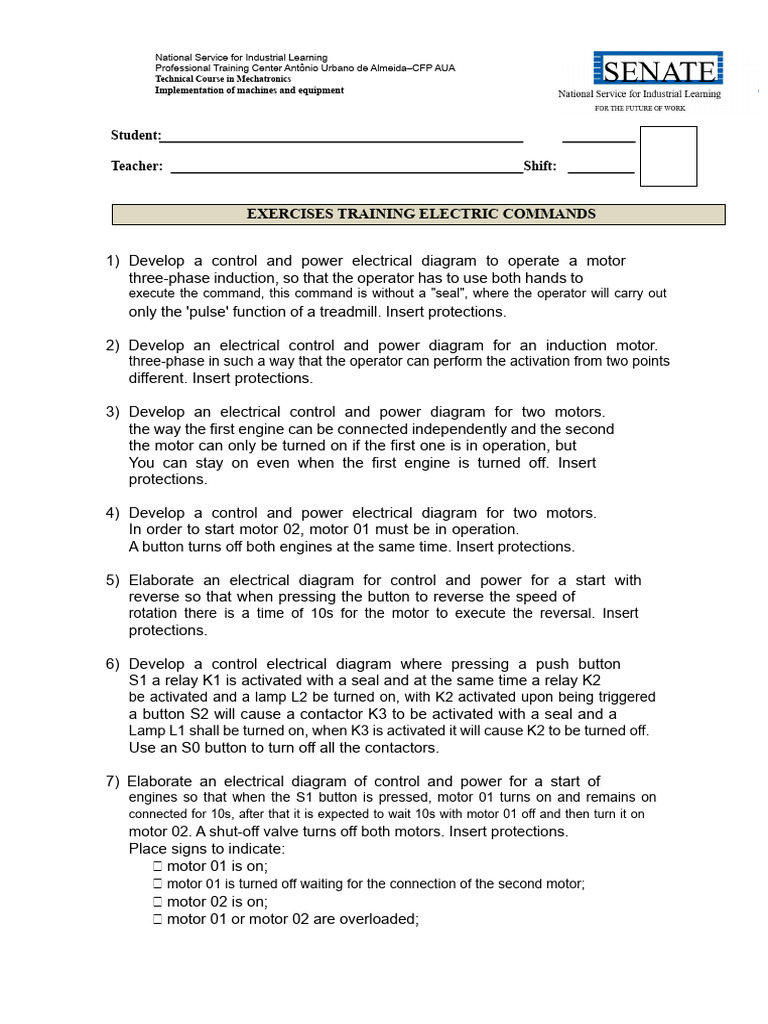 Electrical Command Exercises | PDF | Relay | Components