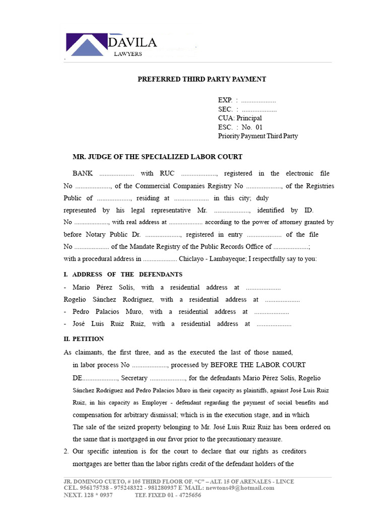 Demand... Preferential Third Party Payment | PDF | Mortgages | Bankruptcy