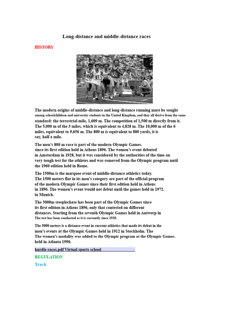 Long-Distance Race Lesson Notes | PDF | Track And Field | Foot