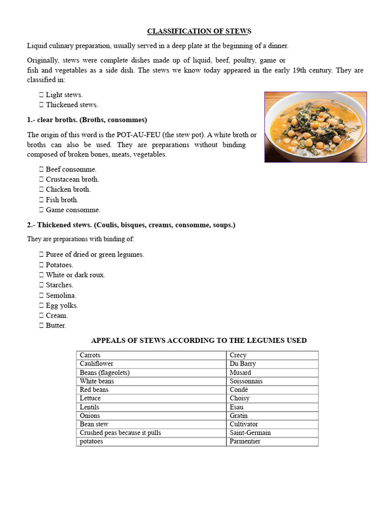 Stew and Soup Classification Guide | PDF | Soup | Foods