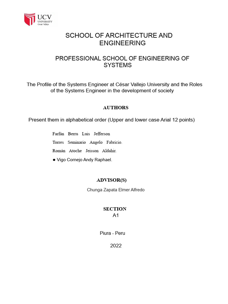 Systems Engineer Profile at UCV | PDF | System | Systems Engineering