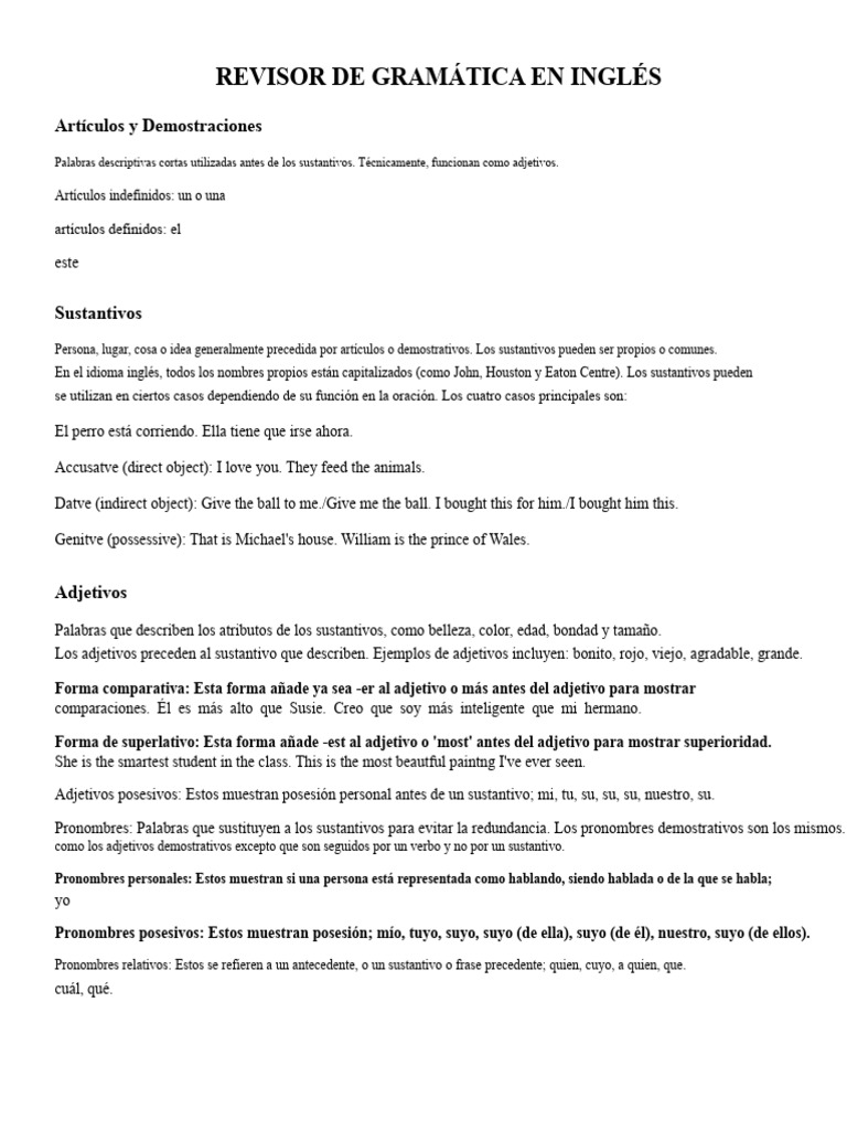 Guía Completa de Gramática Inglesa | PDF | Gramática inglesa | Verbo