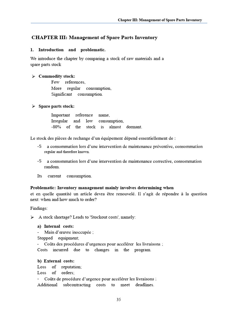 Spare Parts Inventory Management Guide | PDF | Inventory | Economies