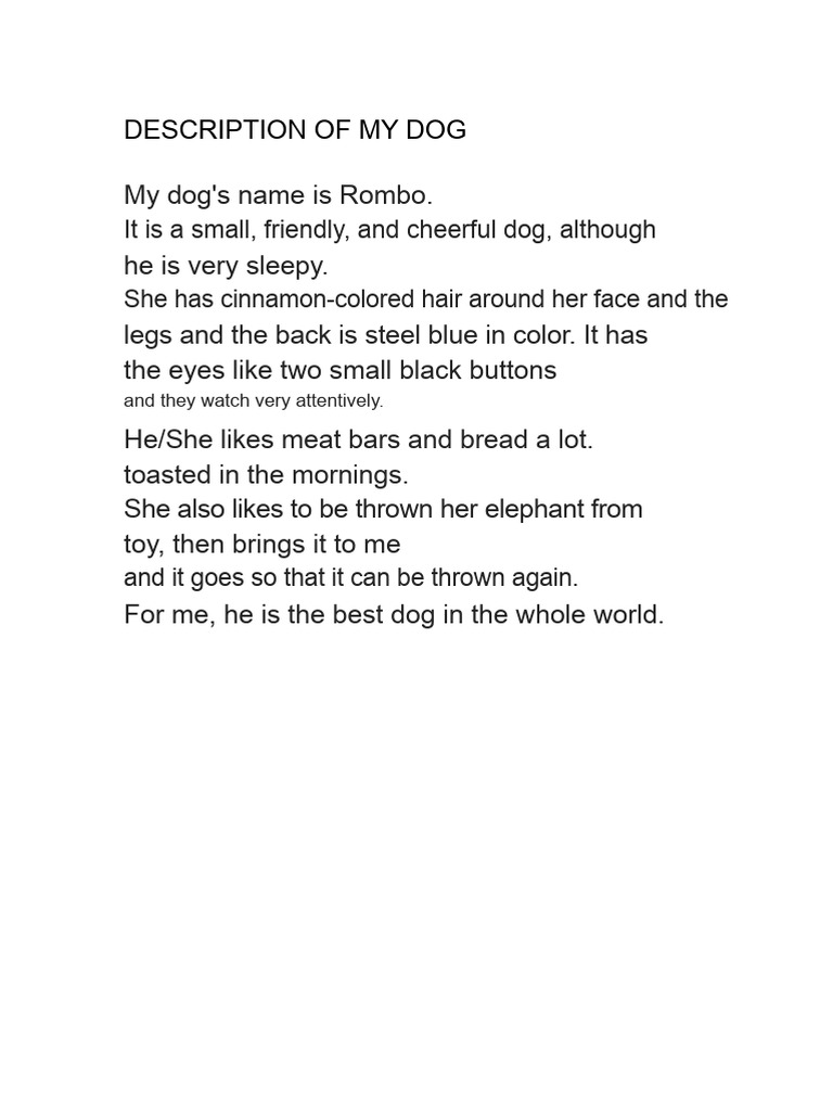 Description of My Dog | PDF