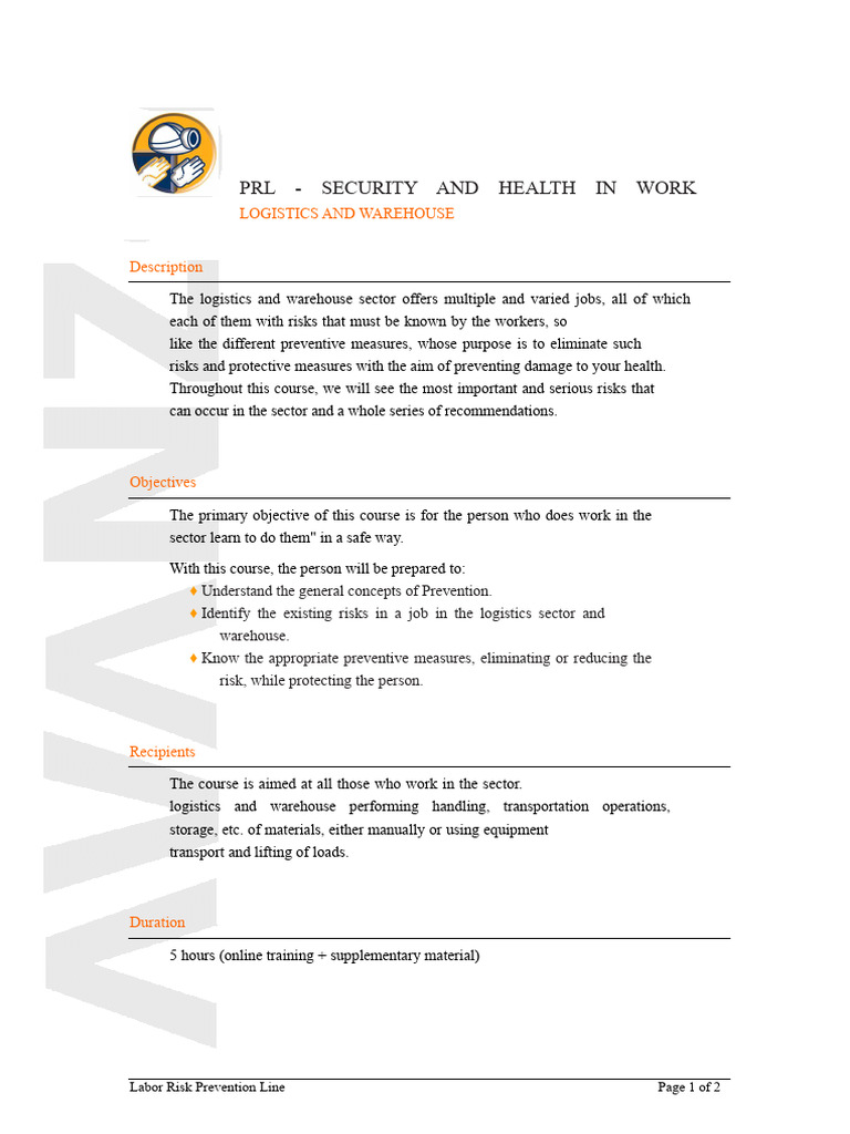 Safety Training for Logistics Workers | PDF | Warehouse | Occupational ...