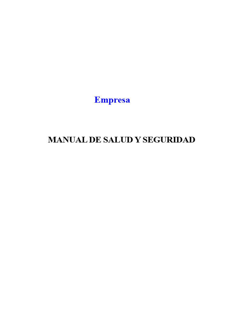Manual de Salud y Seguridad Plantilla de Empresa | PDF | Valores | Riesgo