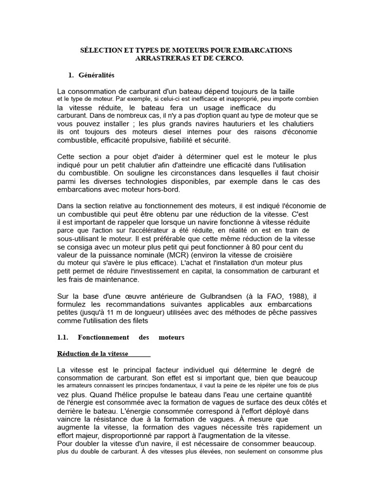 Choix de moteurs pour embarcations marines | PDF | Moteur diesel ...