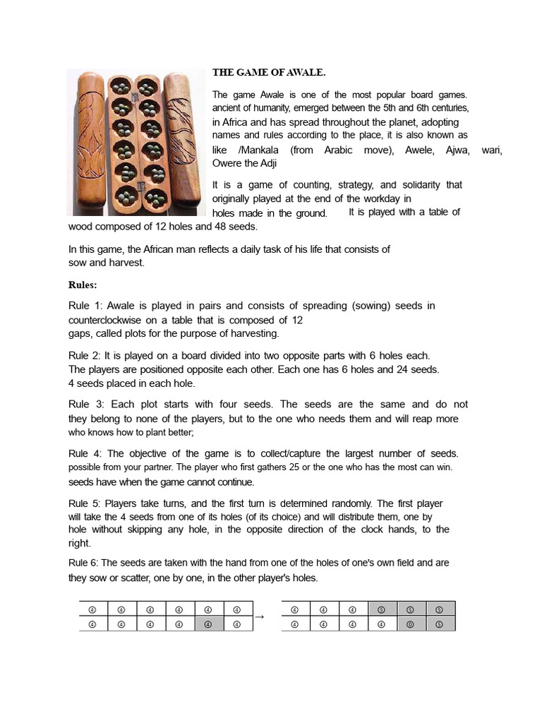 Awale Game Rules and Strategy | PDF