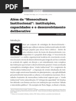 Além da Monocultura Institucional - instituicoes capacidades e desenvolvimentos deliberativo