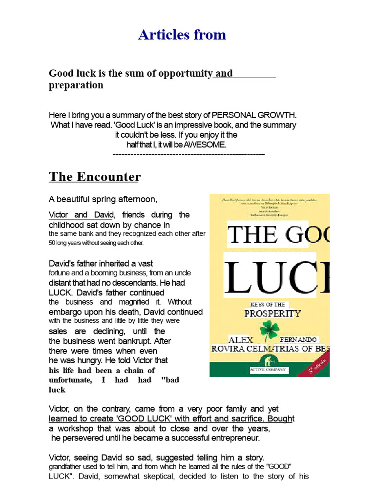 Good Luck: Key Lessons for Success | PDF | Luck