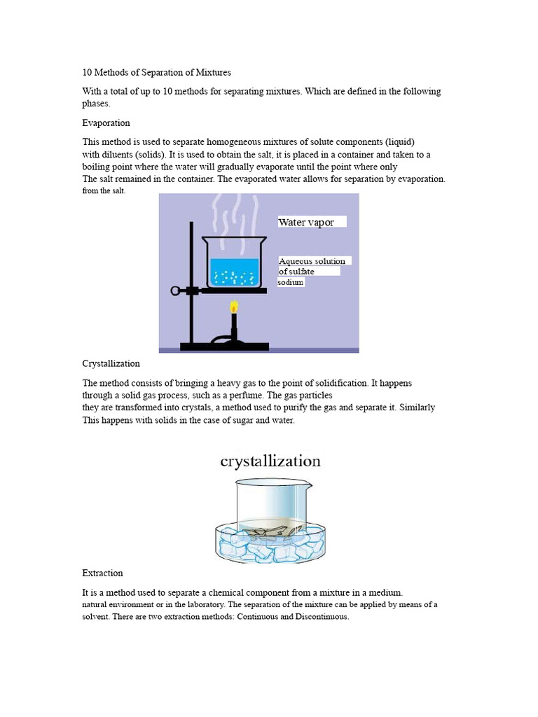 10 Methods for Separating Mixtures | PDF | Mixture | Filtration