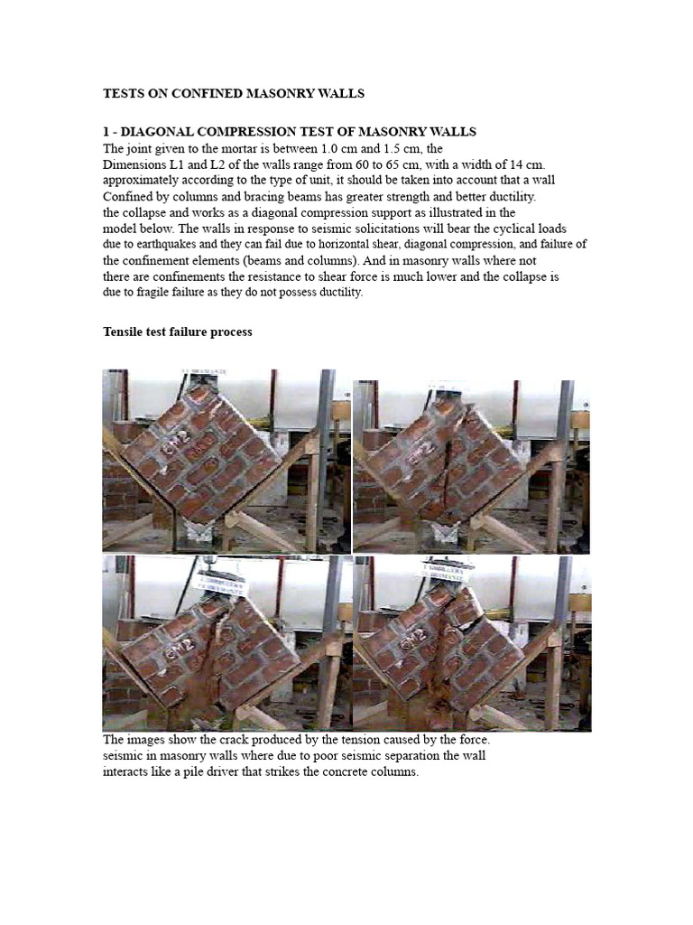 5 Tests On Confined Masonry Walls | PDF | Deformation (Engineering ...