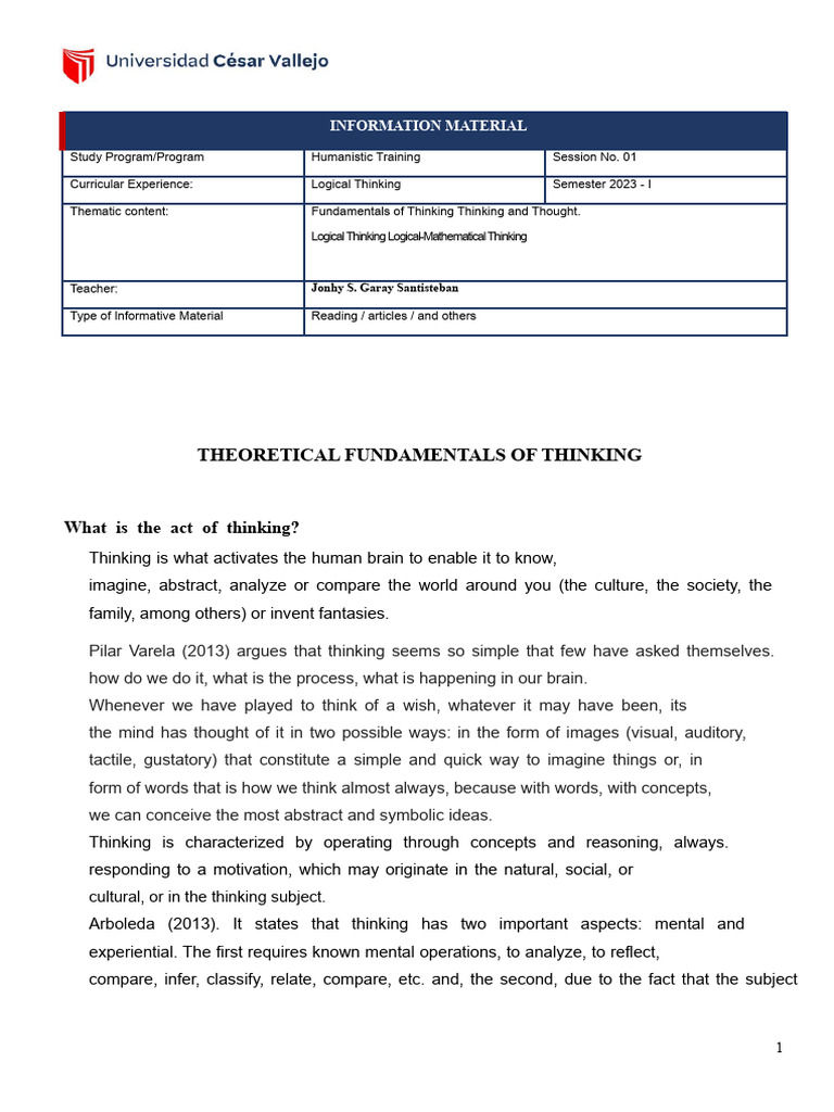 Informative Material S01 | PDF | Thought | Reason