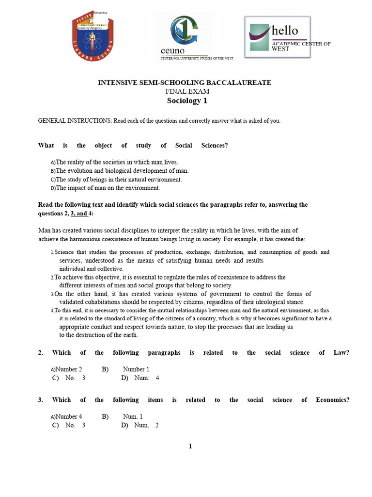Sociology Baccalaureate Exam Guide | PDF | Social Sciences | Sociology