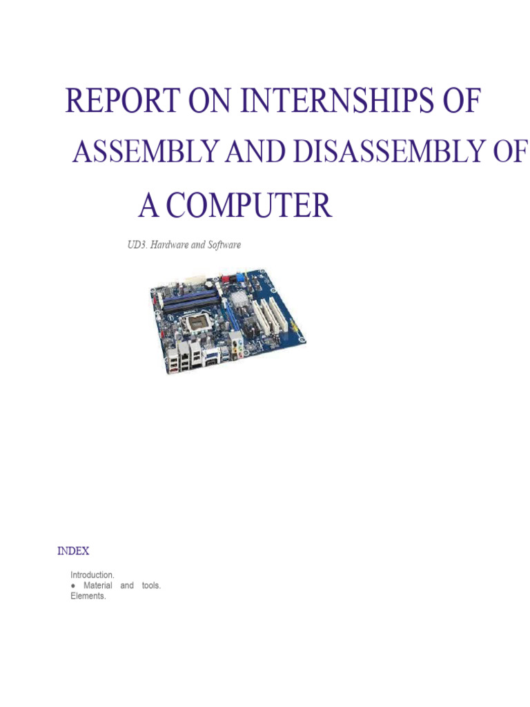 Report On The Assembly and Disassembly of A Computer | PDF | Computer ...