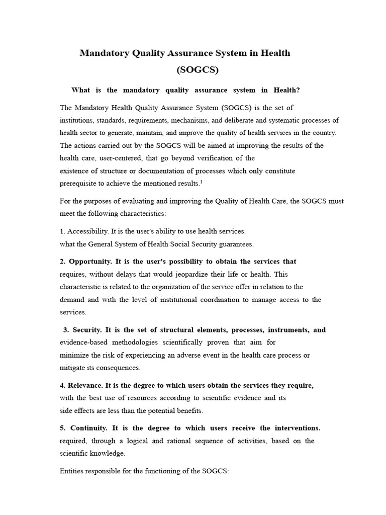 Mandatory Health Quality Assurance System | PDF | Audit | Hospital