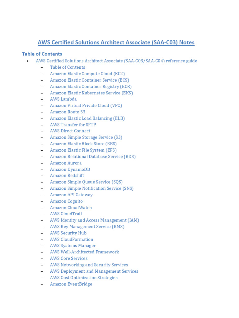 AWS Certified Solutions Architect Notes | PDF | Amazon Web Services ...