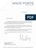 Courrier à François HOLLANDE