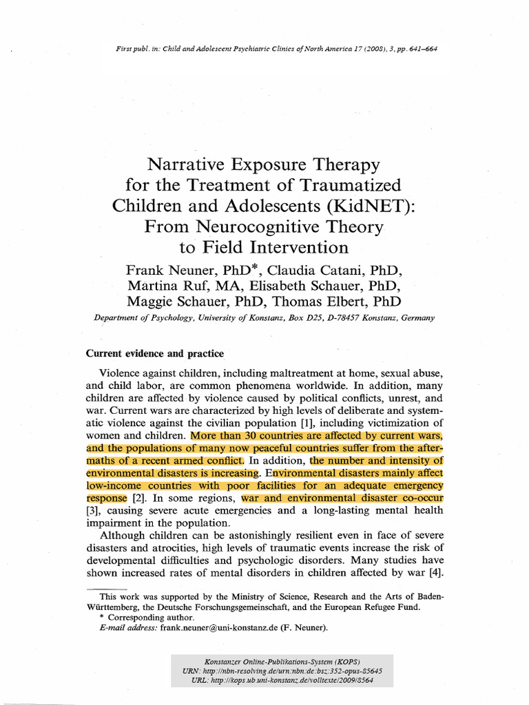 Narrative Exposure Therapy for Trauma | PDF | Psychological Trauma | Memory