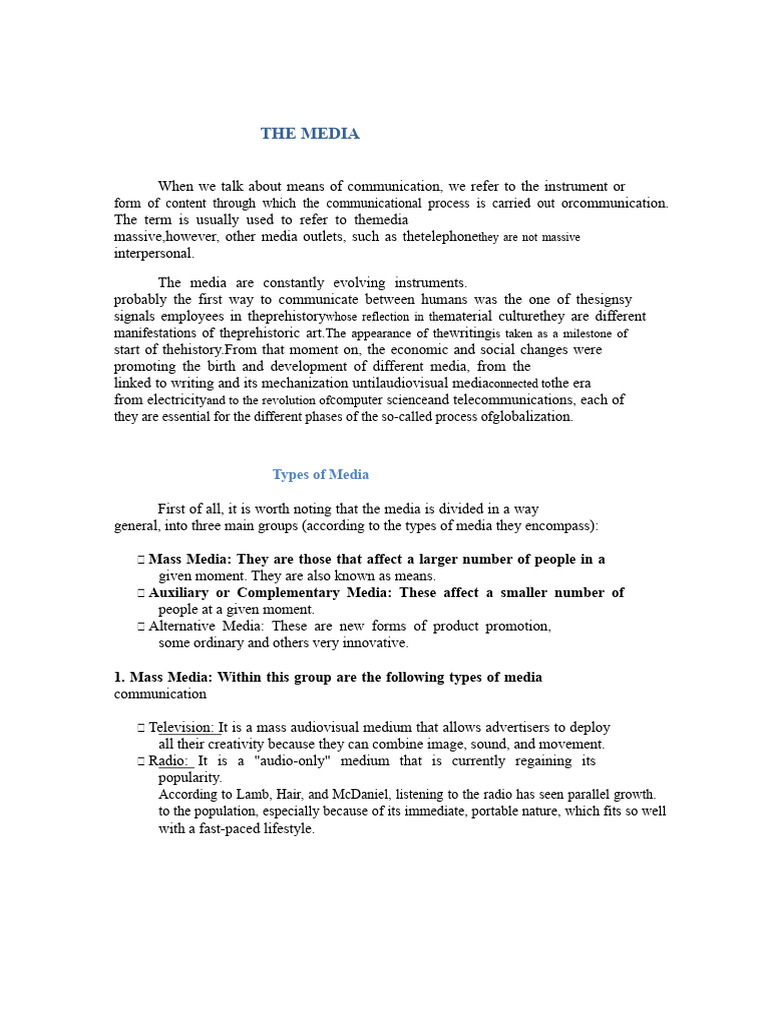 Types and Importance of Media Communication | PDF | Mass Media ...