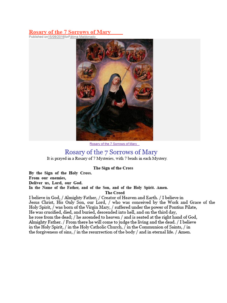Rosary of The 7 Sorrows | PDF | Rosary | Mary, Mother Of Jesus