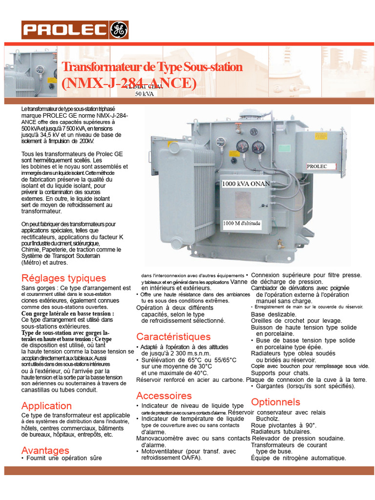 Transformateur Sous-station PROLEC GE | PDF | Transformateur électrique ...