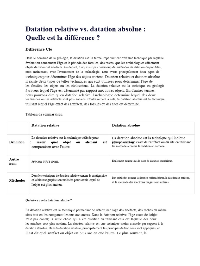 Datation relative et absolue expliquées | PDF | Sciences de la terre ...