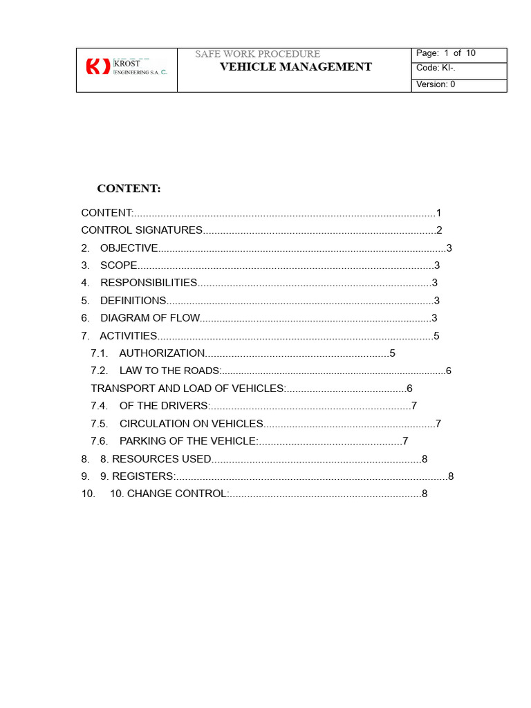Vehicle Control Procedure | PDF | Traffic | Vehicles