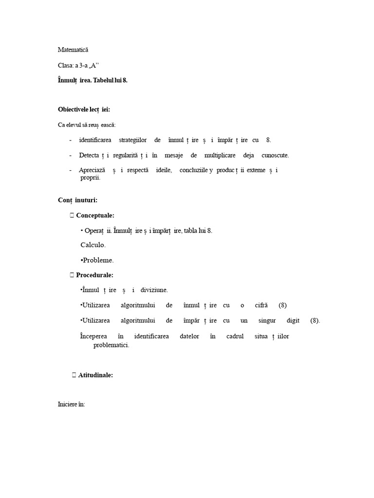 Planificare Tabelul 8 Finalizat | PDF